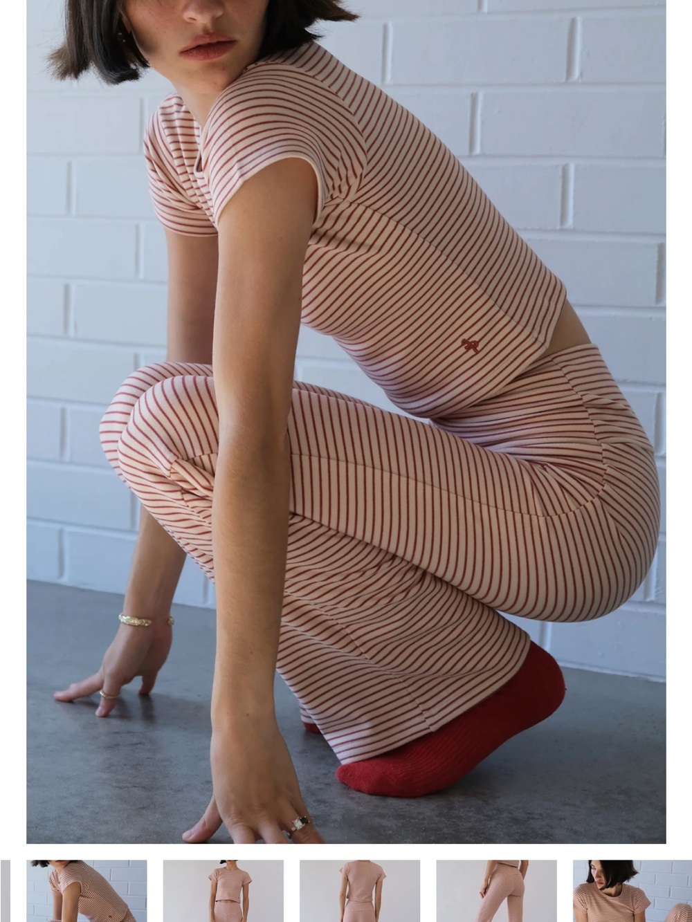 Saint Paradiso Striped Flare Pants - Blush / Red